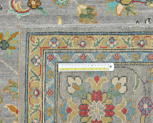 8x10 Gray Kuba Afghan Hand Knotted Wool Area Rug